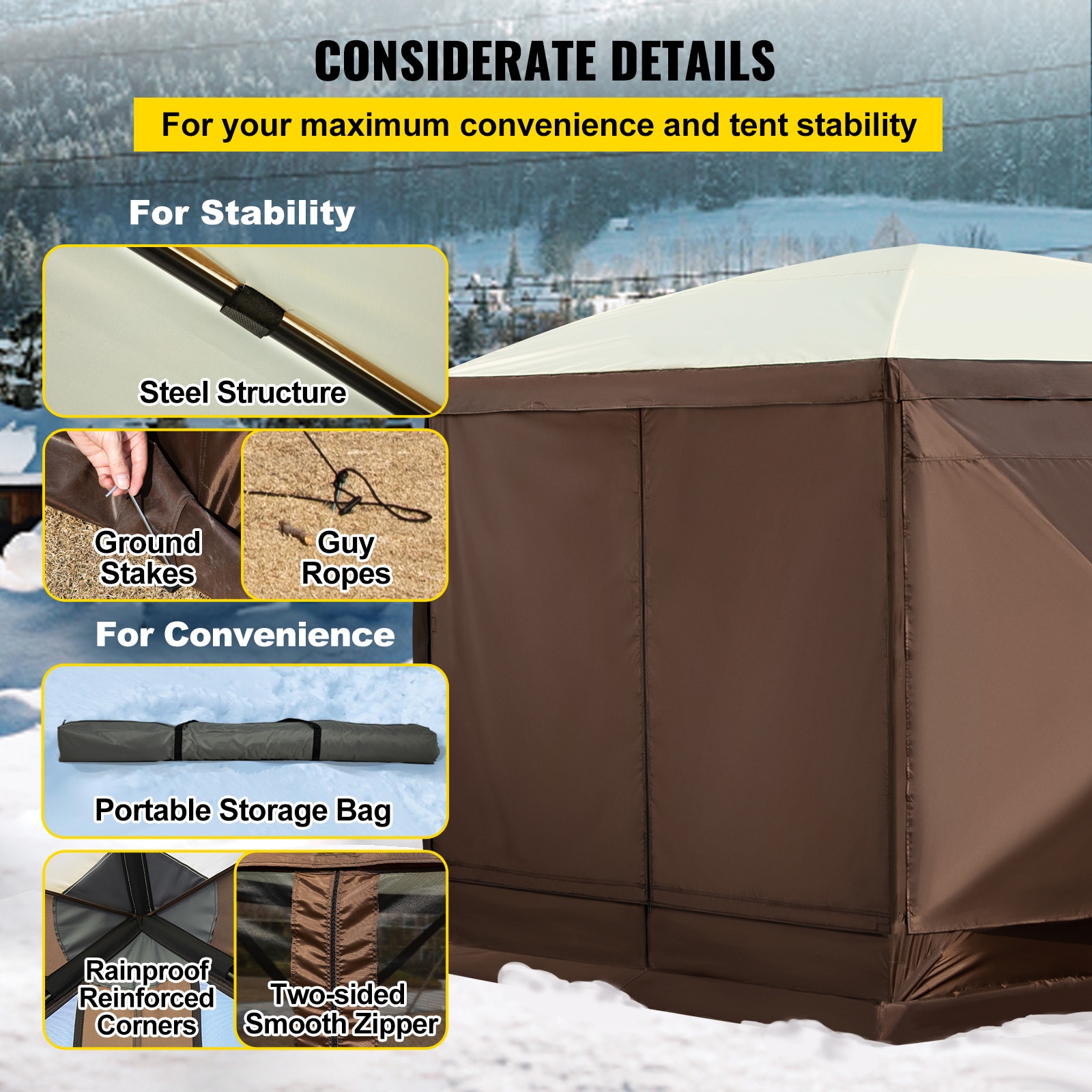 Camping Gazebo Pop-up Screen Tent For Garden And Backyard Shade_voghion.com